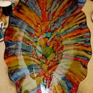 Multicolor glass art bowl